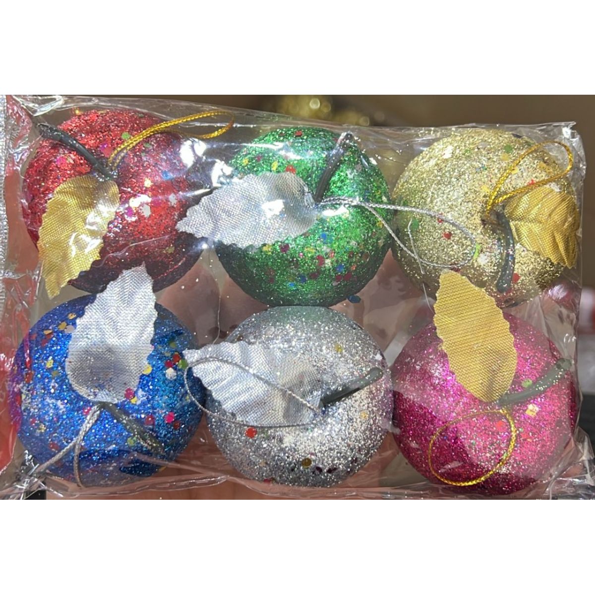 GENERICO - Set 6 Esferas Diseño Manzana Navidad