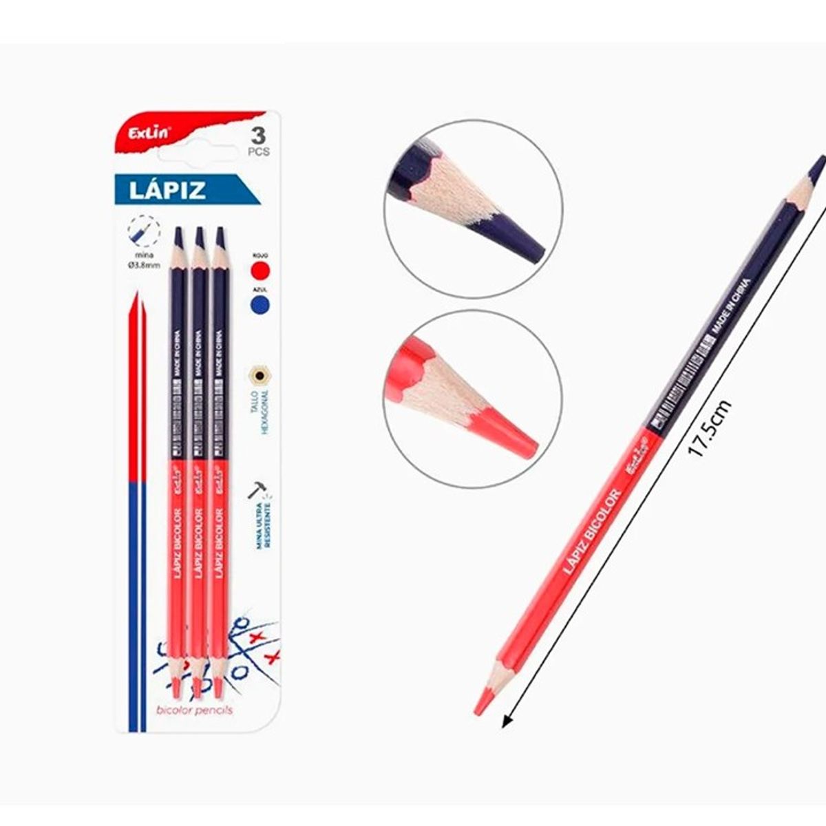 GENERICO - Lápiz Grafito HB Rayas Naranja con Negro 4pcs