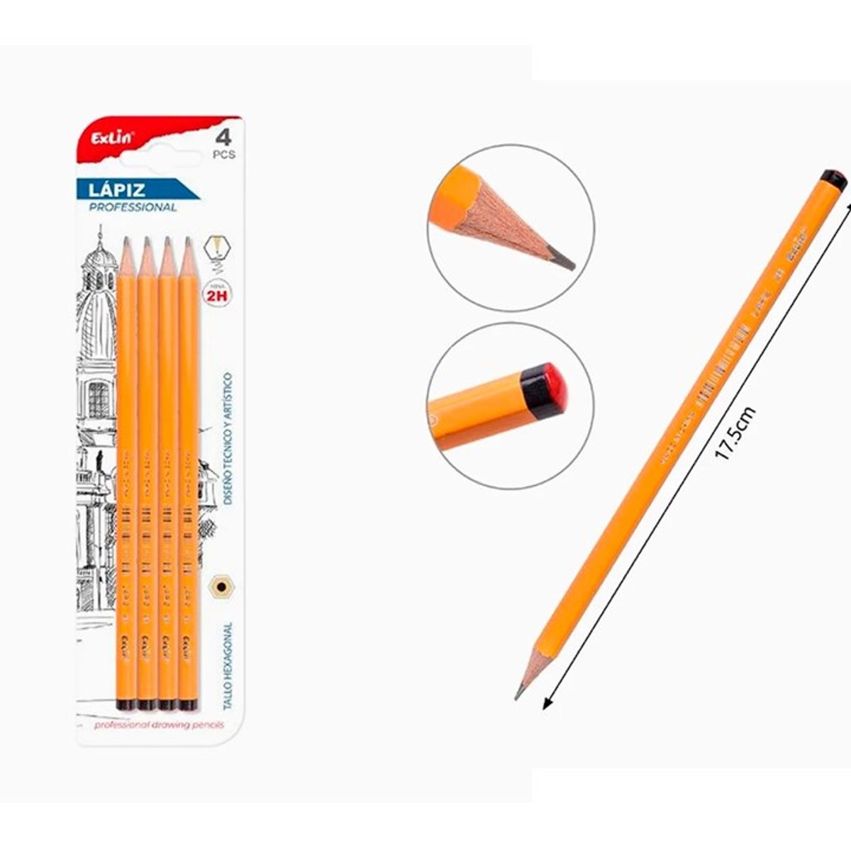GENERICO - Lápiz Punta Adhesiva Amarillo Negro 12pcs