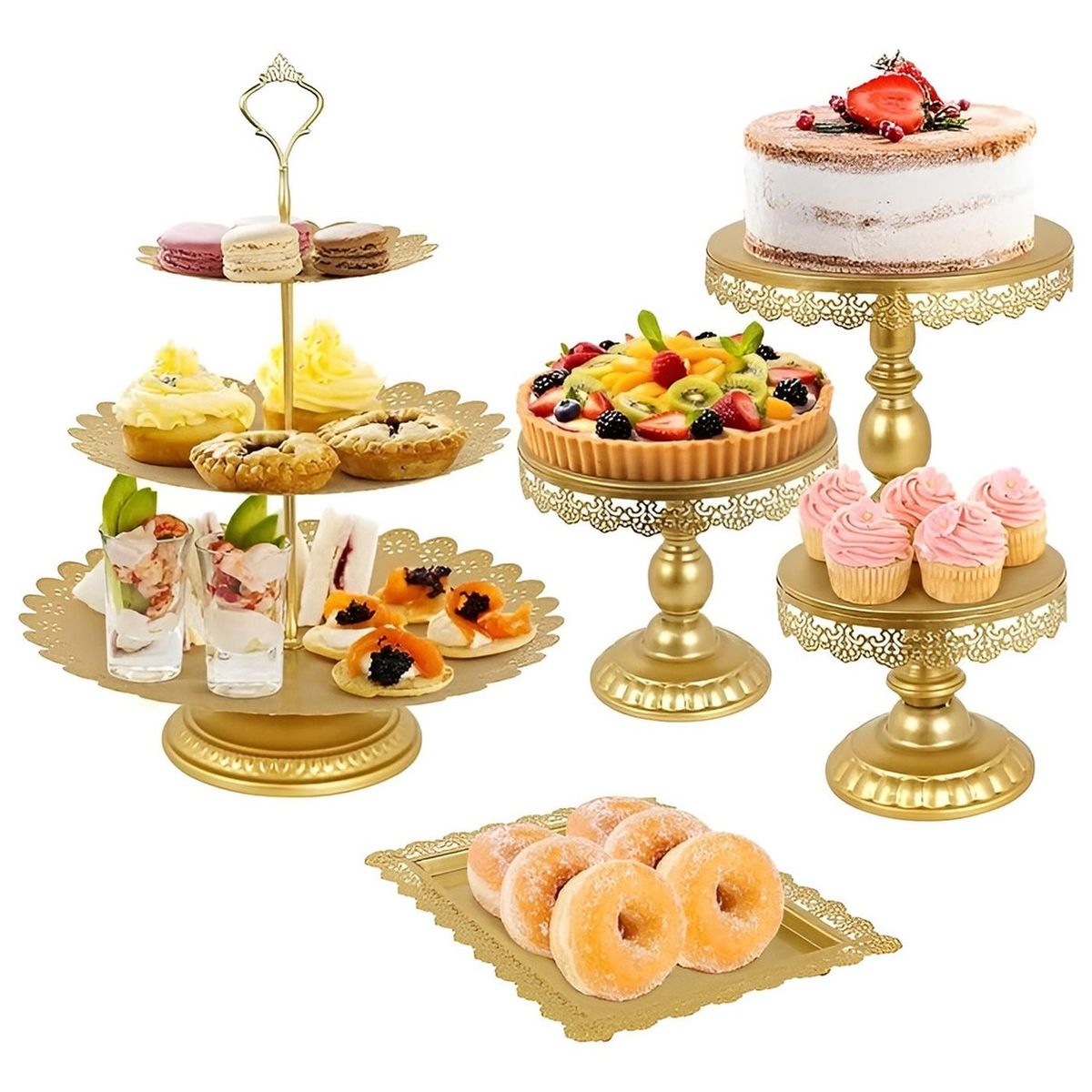 PASTELERIUSCL - Set 5 Bases Para Tortas Porta Cupcakes Base Torta Exhibicion