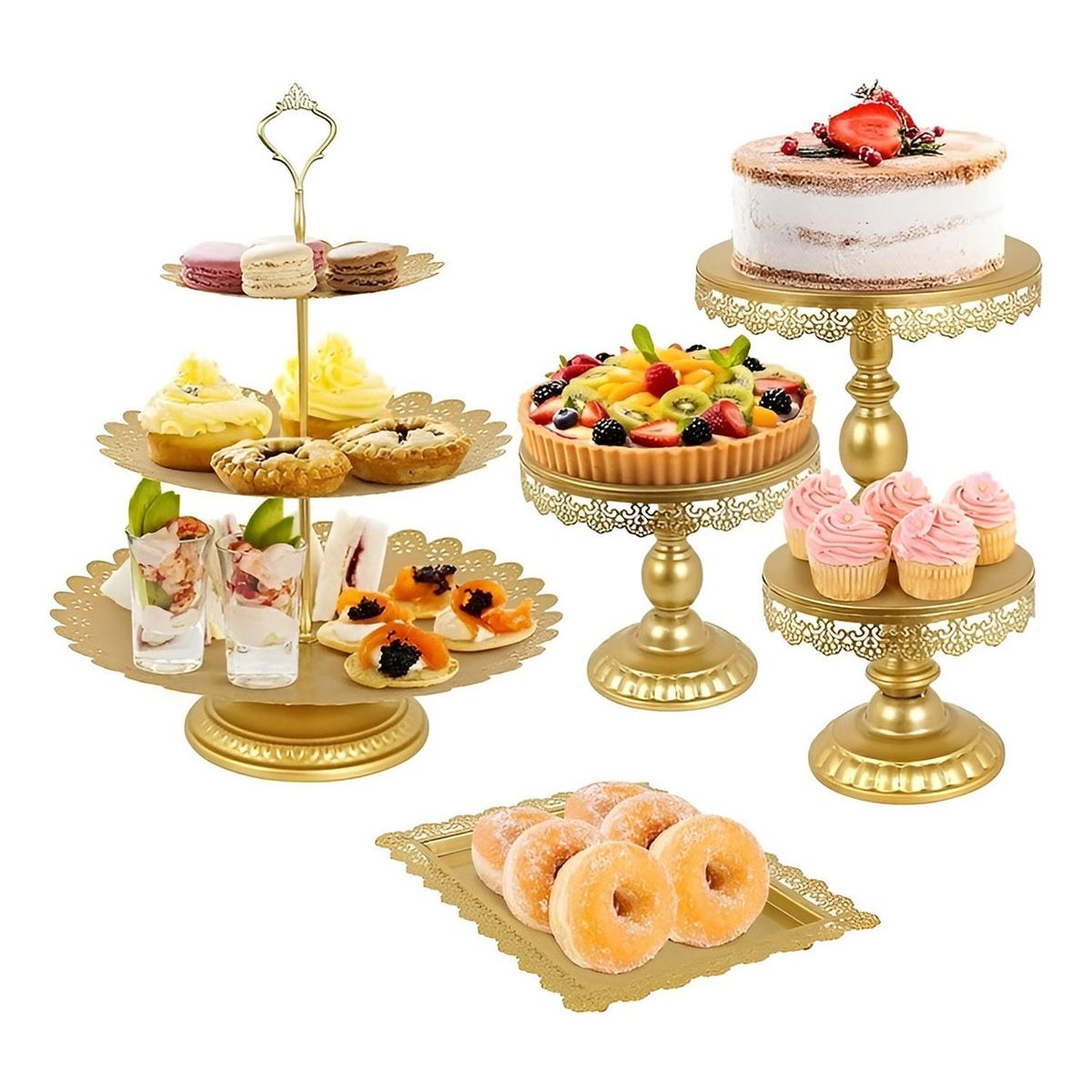 PASTELERIUSCL - Set 5 Bases Para Tortas Porta Cupcakes Base Torta Exhibicion