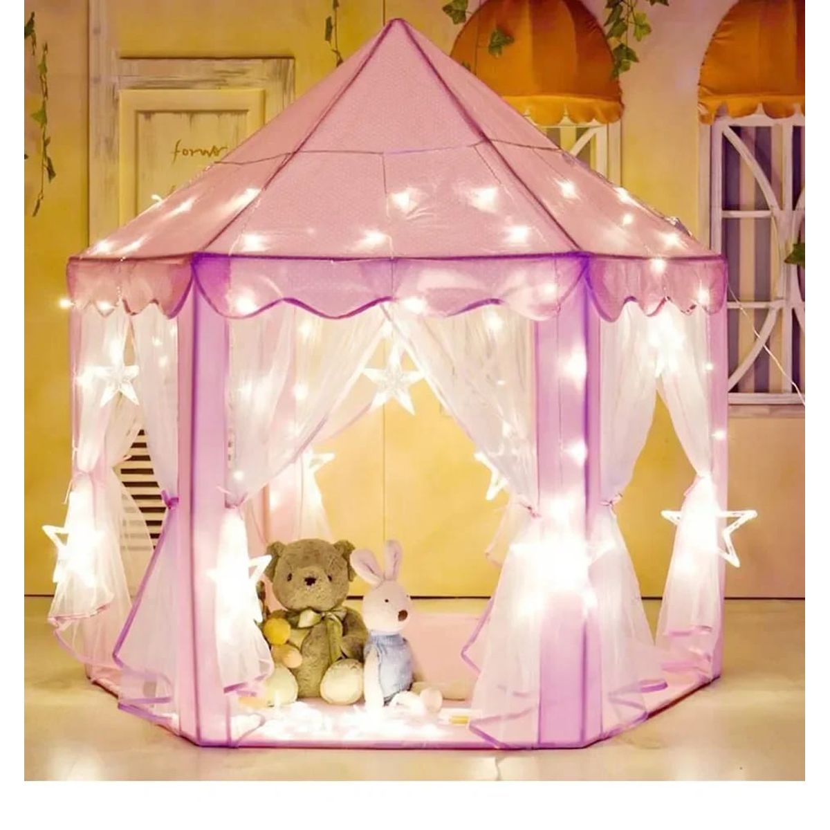 GENERICO - Carpa Casita juegos infantil con cortinas rosada