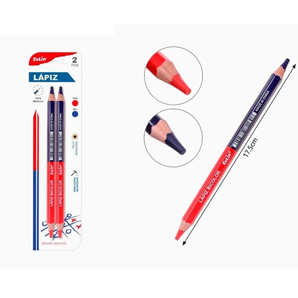 GENERICO - Lápiz Rojo y Azul 2 pcs
