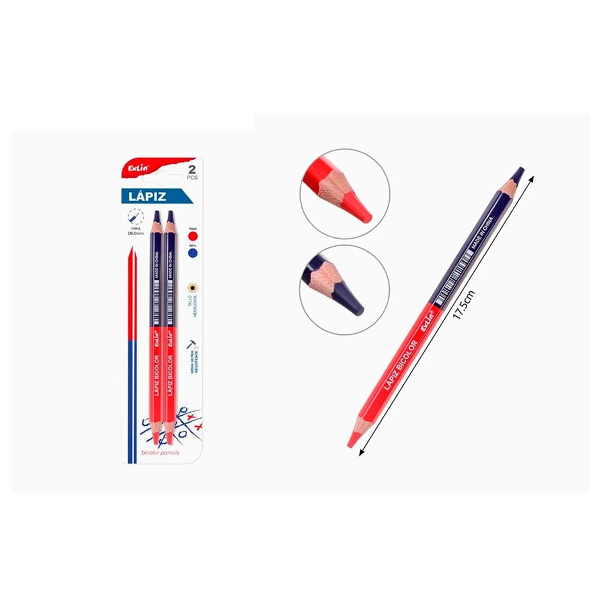 GENERICO - Lápiz Rojo y Azul 2 pcs