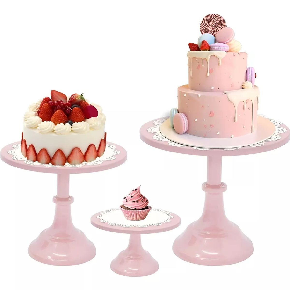 Pasteleria - Set 3 Porta Tortas Base Para Tortas Porta Cupcake Exhibicion