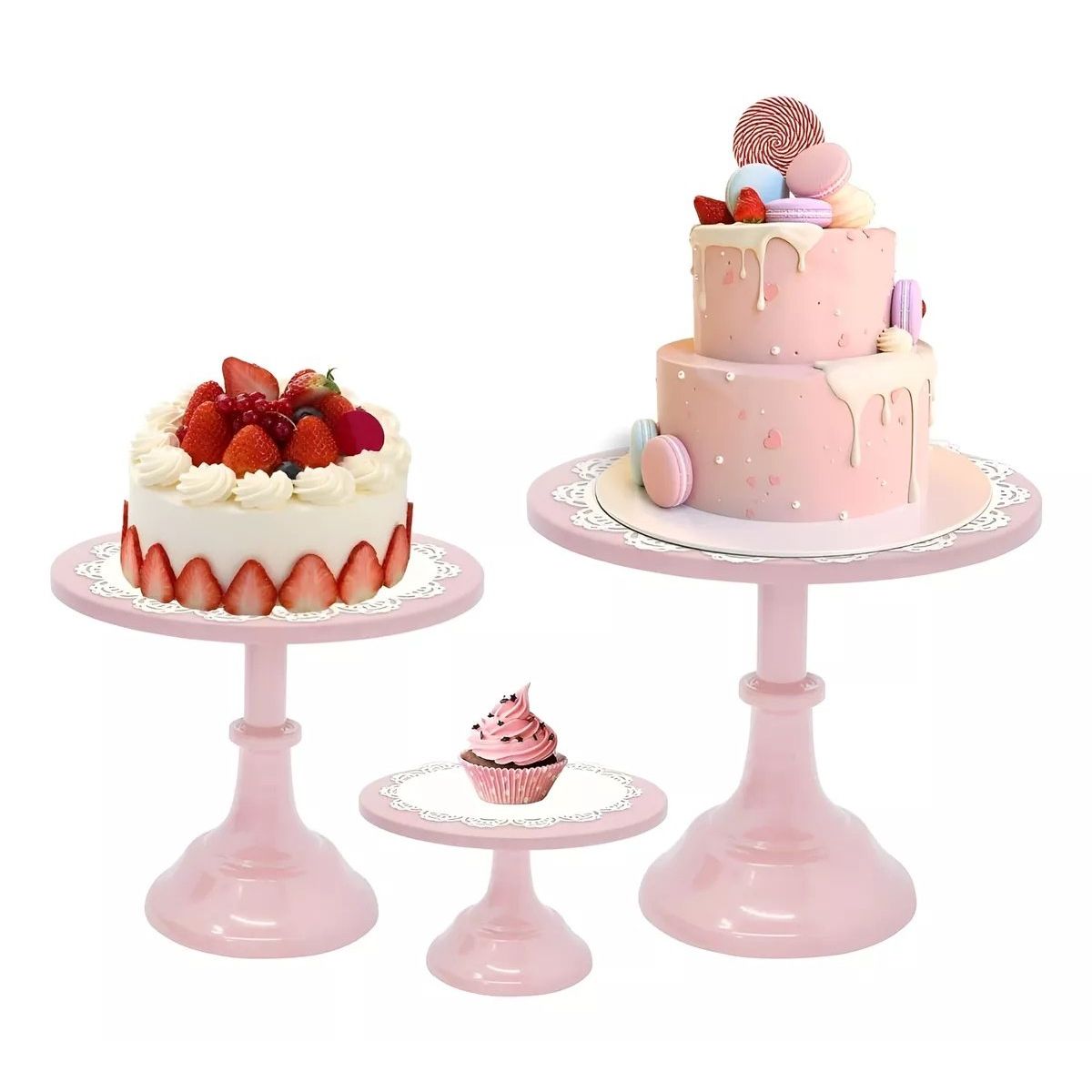 Pasteleria - Set 3 Porta Tortas Base Para Tortas Porta Cupcake Exhibicion