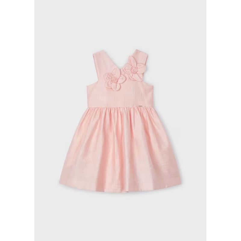 MAYORAL - Vestido flores relieve lino niña