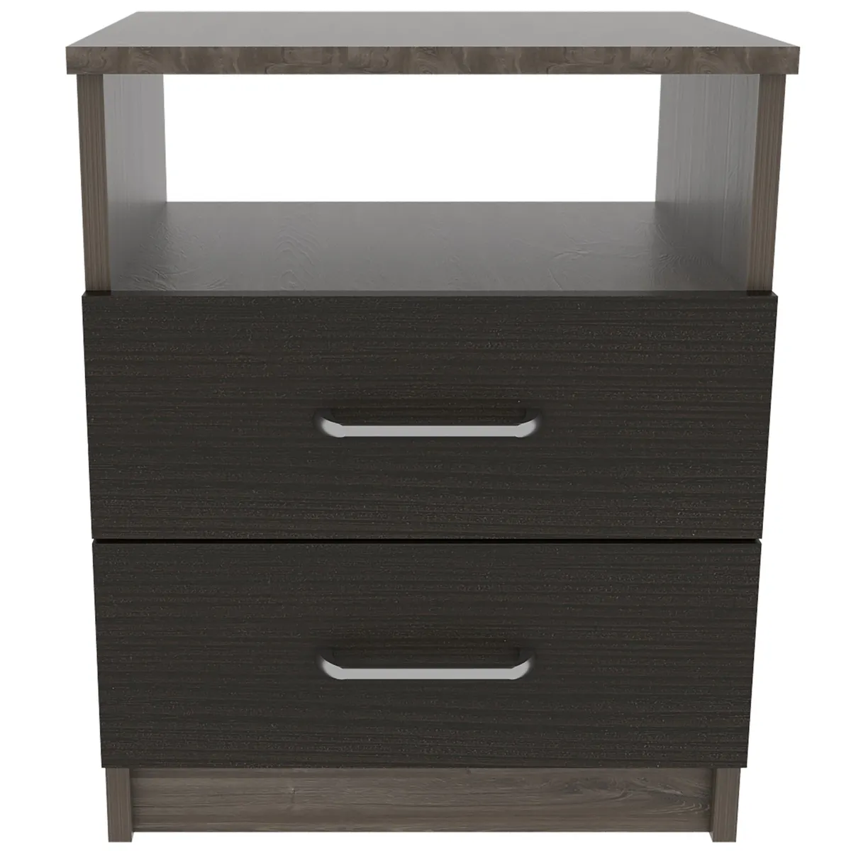 FMFURNITURE - Velador 2 Cajones - Negro 50.7x40.7x33 cm