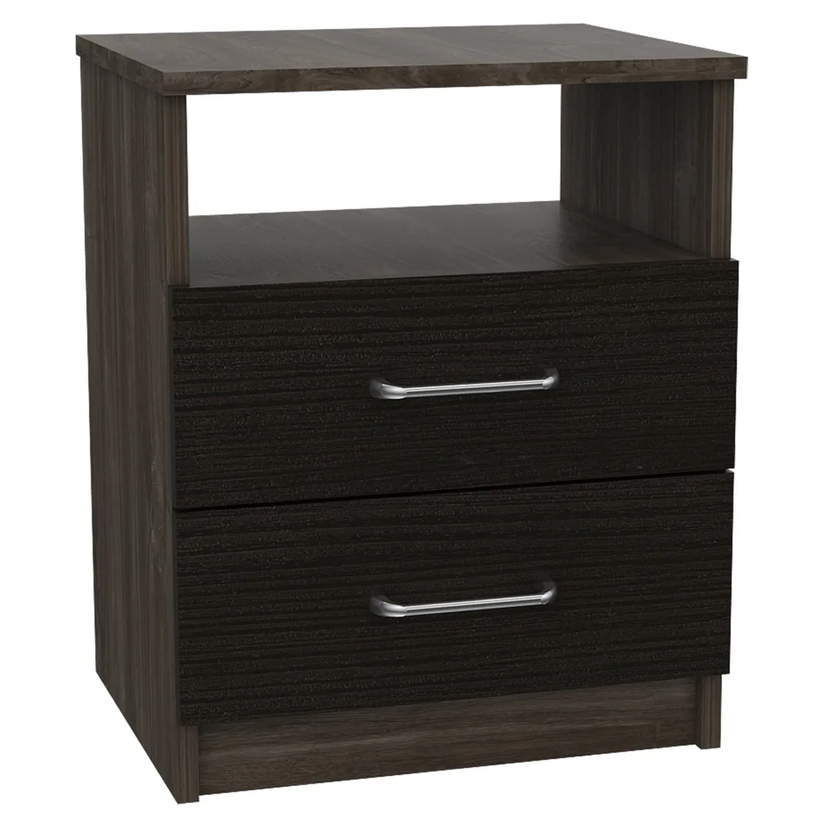 FMFURNITURE - Velador 2 Cajones - Negro 50.7x40.7x33 cm