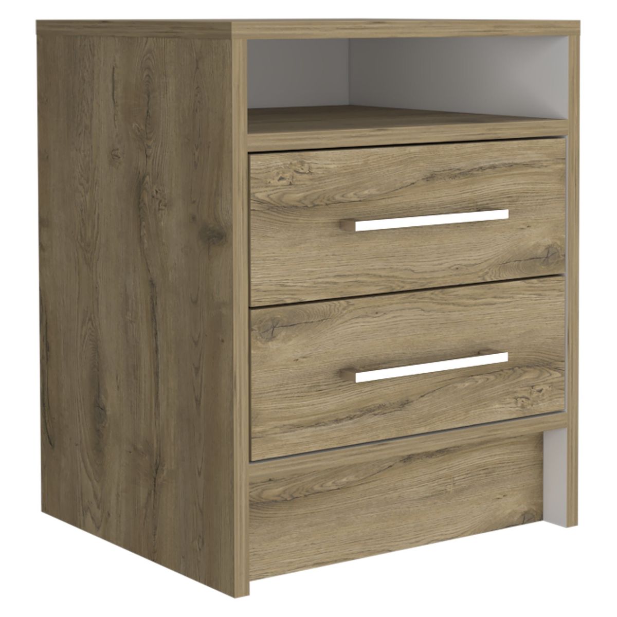 FMFURNITURE - Velador 2 Cajones - Café Claro 50.7x40x37.3 cm