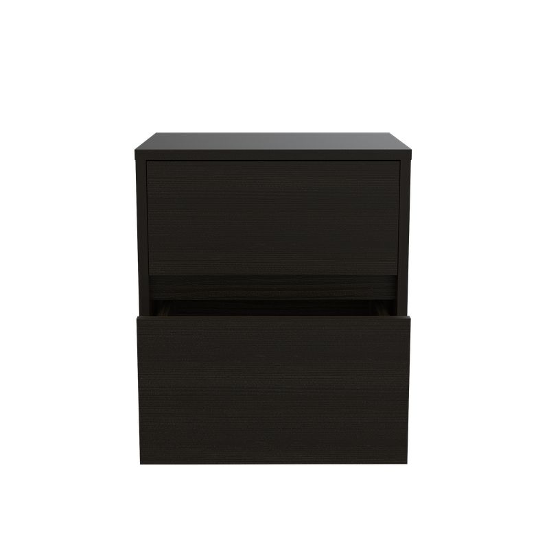 FMFURNITURE - Velador 2 Cajones - Negro 47.2x40x32 cm