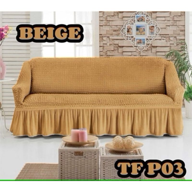 ANGELES DEL HOGAR - Fundas Sofa Cubresillones Turcos 3 cuerpos Crema