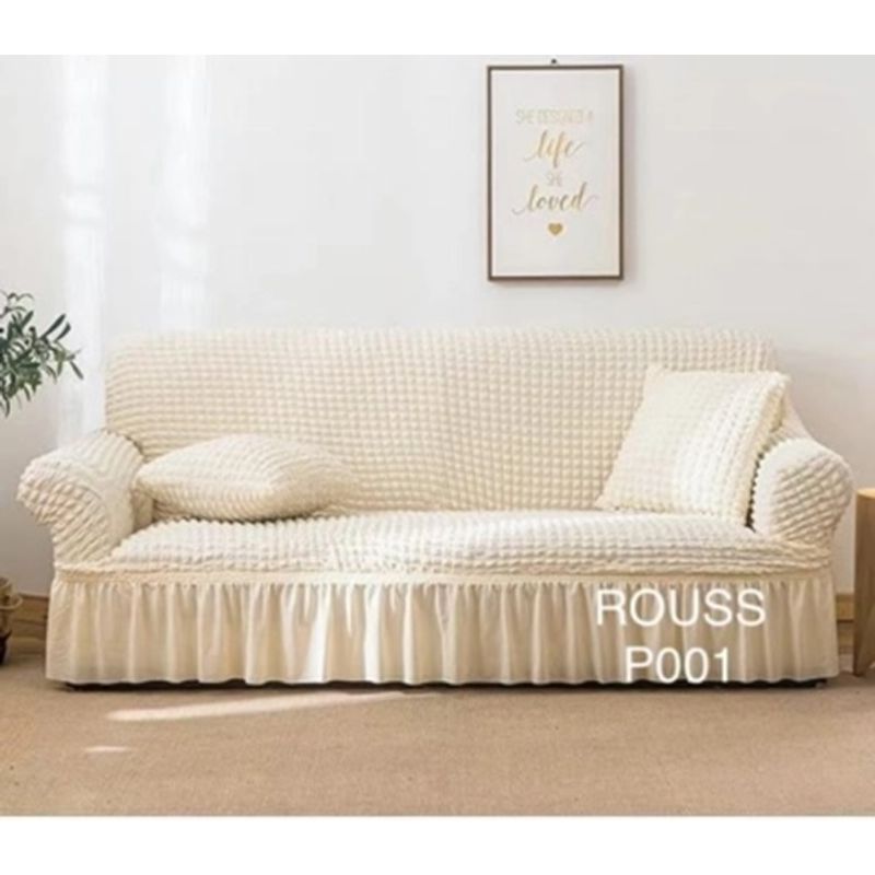 ANGELES DEL HOGAR - Fundas Sofa Cubresillones Turcos 4 cuerpos Beige