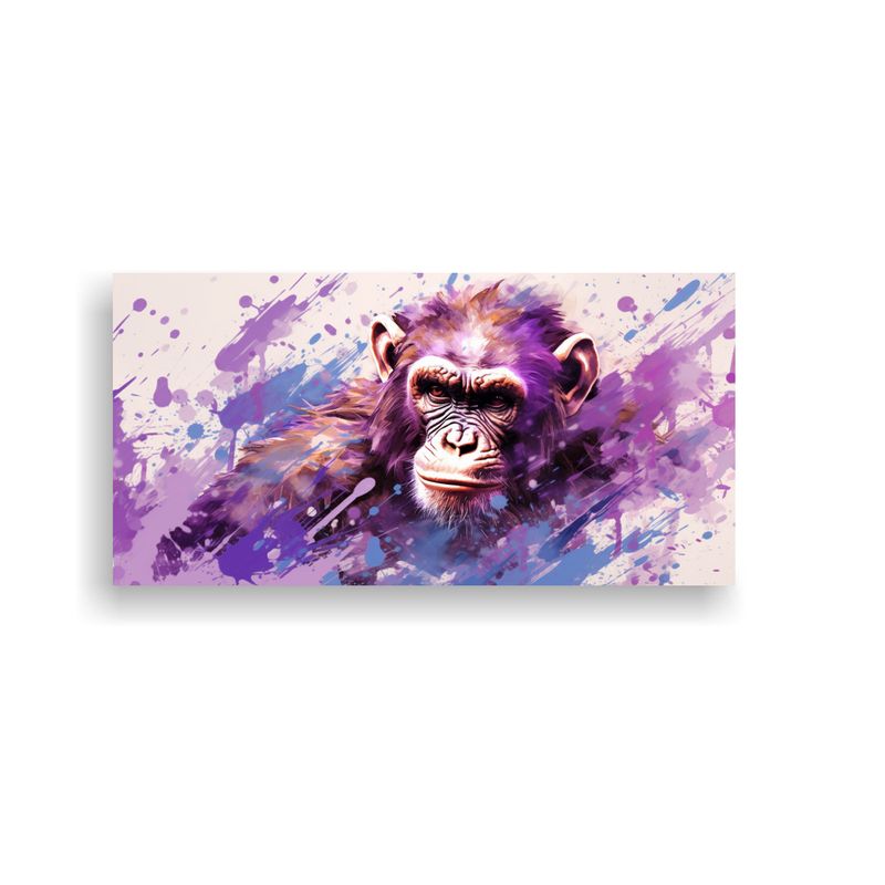 GENERICO - Pintura Decorativa De Chimpancé En Tonos Topo Y V 160x80cm