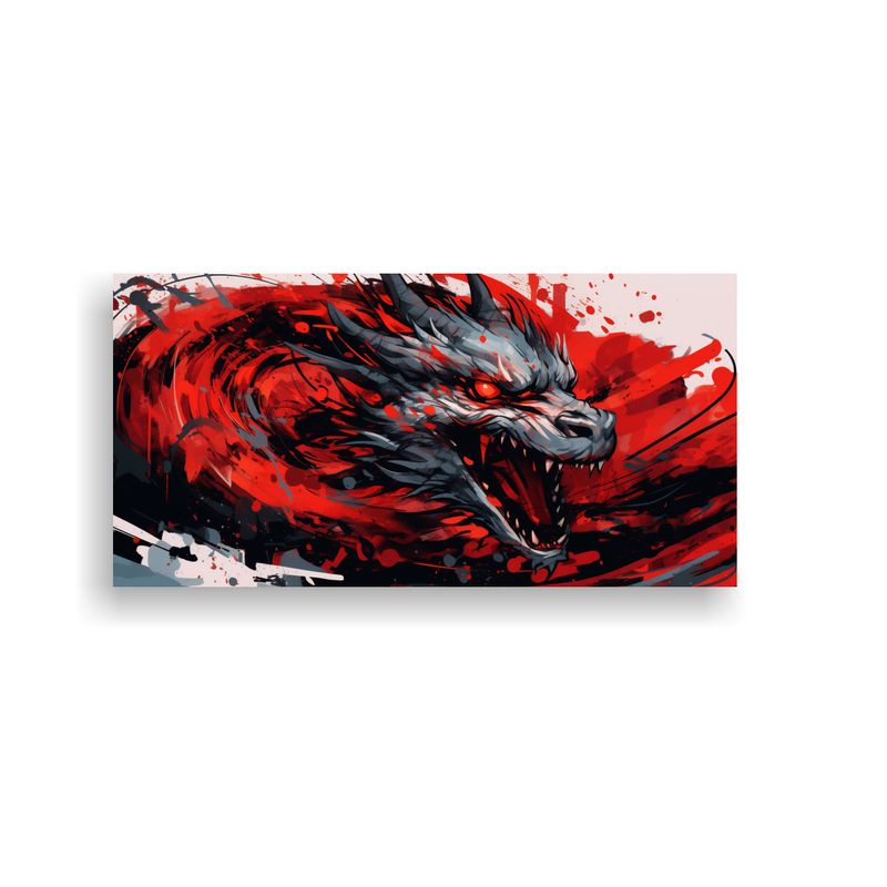 GENERICO - Pintura De Dragón En Rojo Y Negro Estilo Galerí 160x80cm