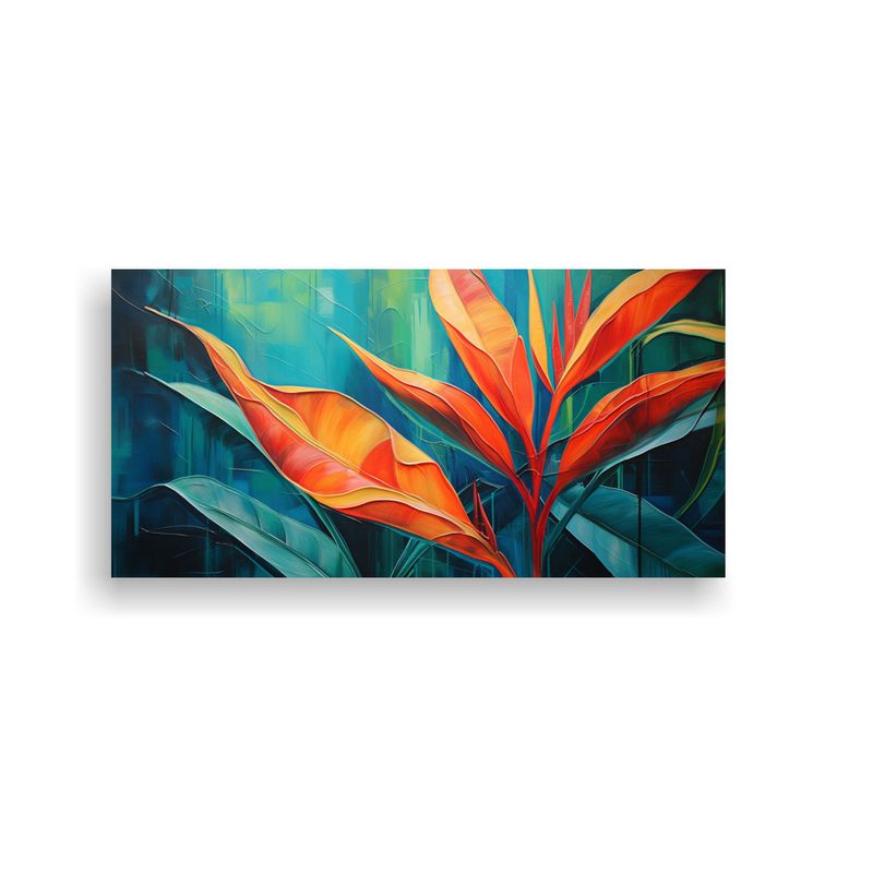 GENERICO - Pintura Abstracta De Hojas De Heliconia Detallada  160x80cm