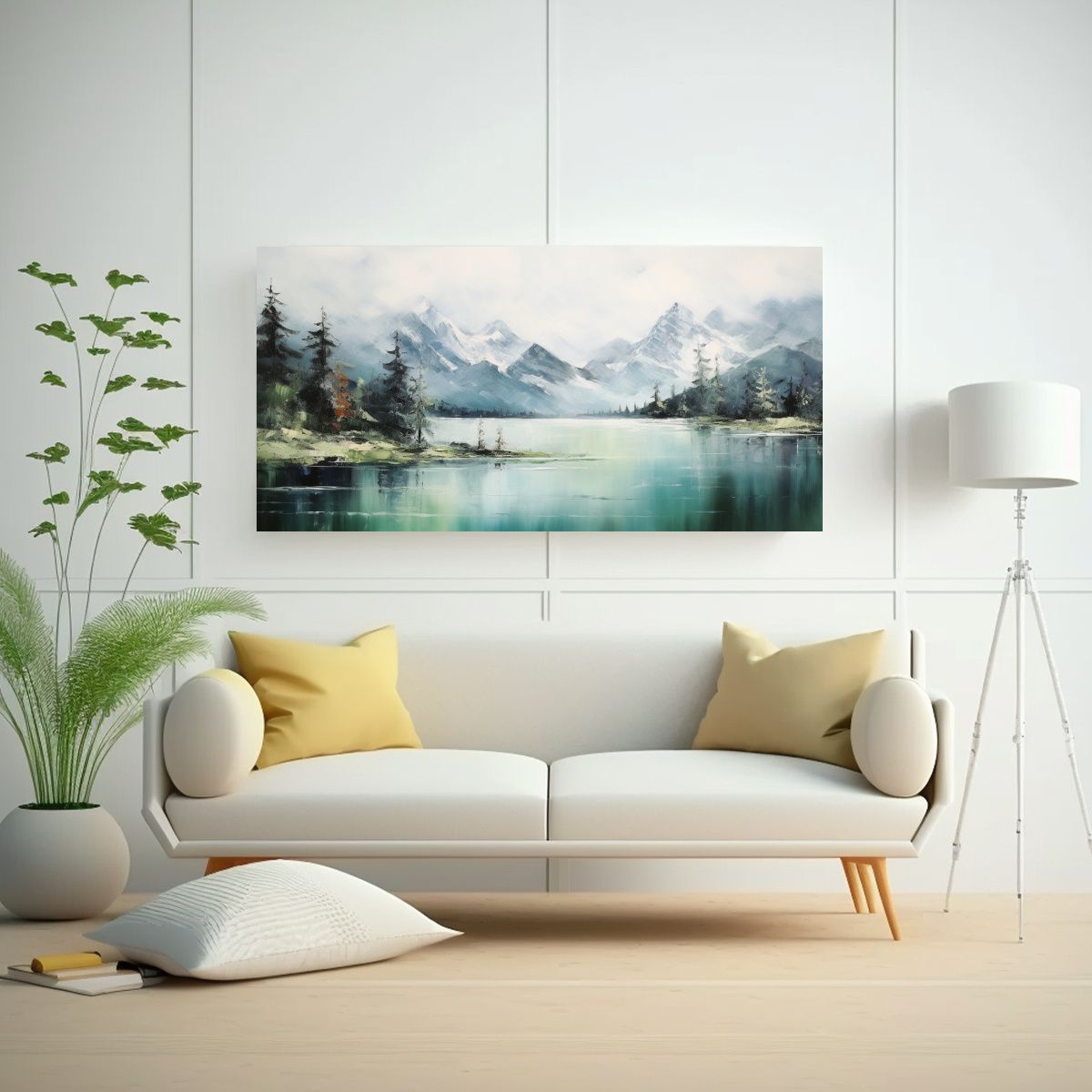 GENERICO - Pintura Abstracta Exuberante De Montañas Junto Al 160x80cm