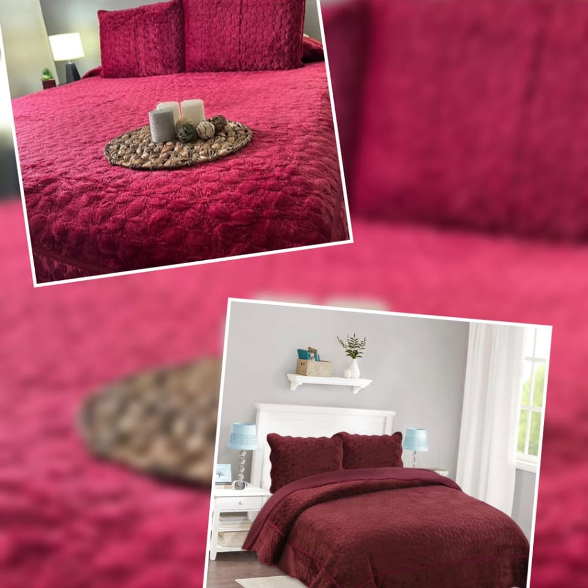 ANGELES DEL HOGAR - Cobertor de Verano con Polar Microplus 2 Plazas Burdeos