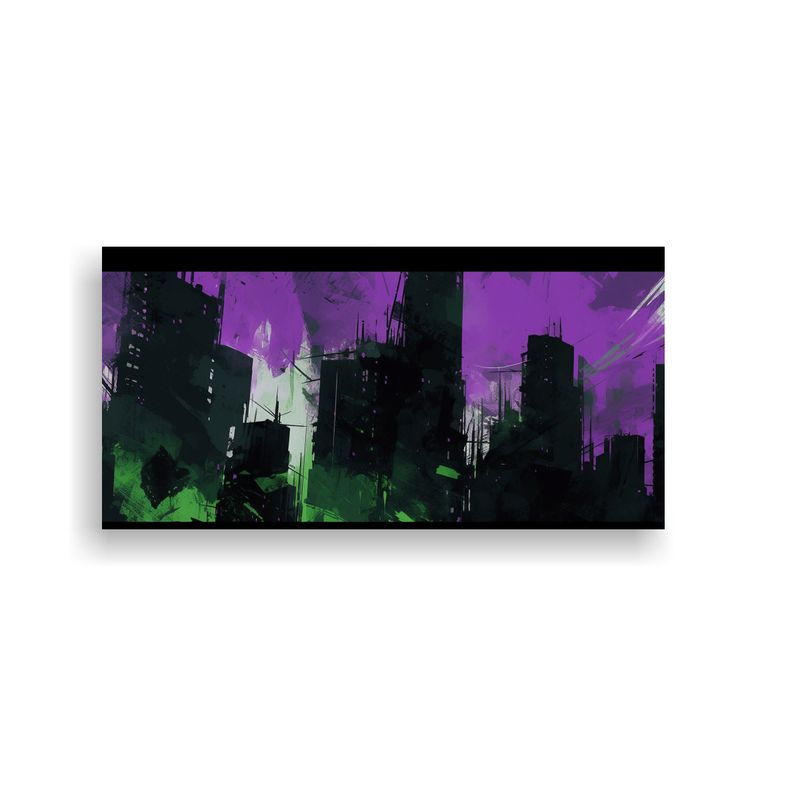 GENERICO - Pinturas Decorativas En Verde Y Morado Para Santia 160x80cm