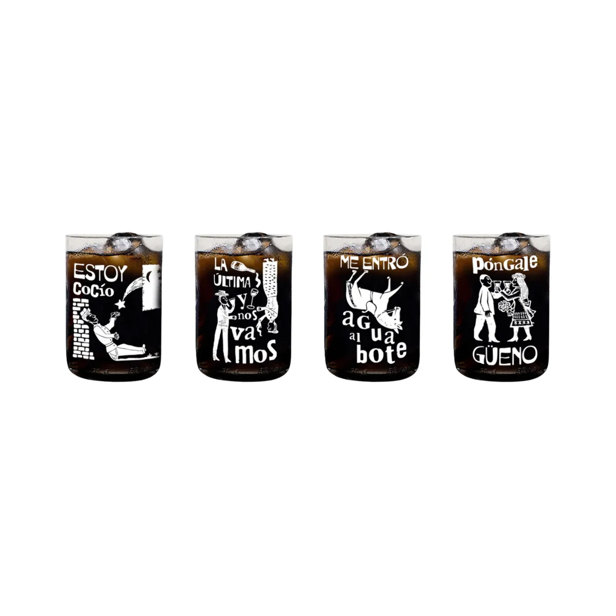 GREEN GLASS - La Lira Popular Versión Caña - Juego de 4 Vasos