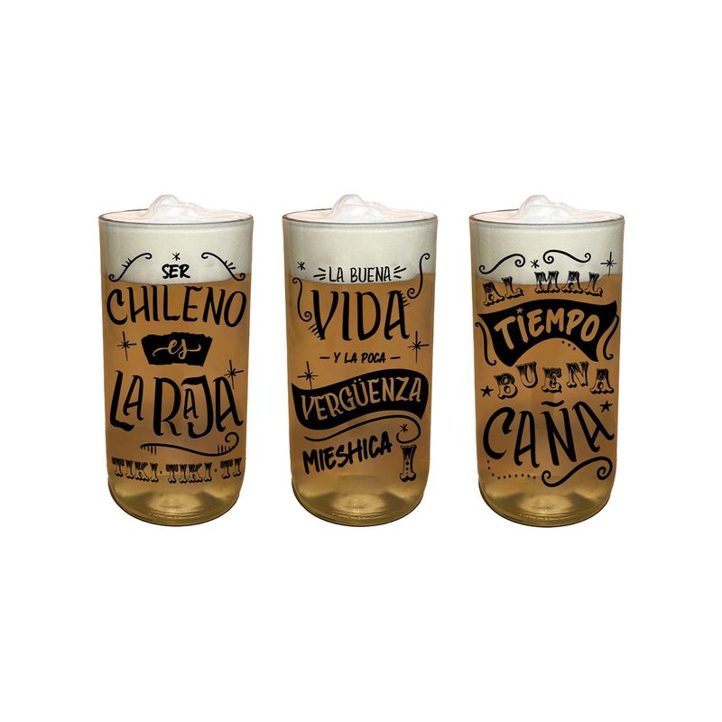 GREEN GLASS - GRAN TERREMOTO - Juego de 3 Vasos de Litro