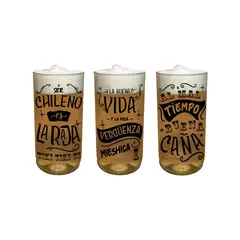 GREEN GLASS - GRAN TERREMOTO - Juego de 3 Vasos de Litro