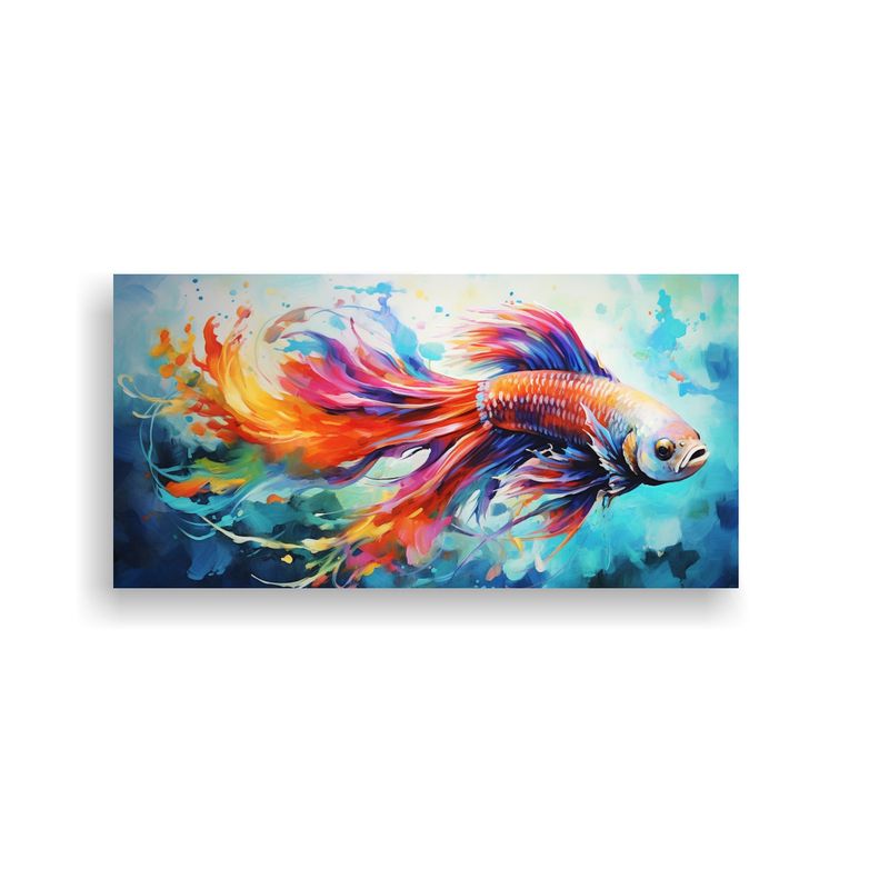 GENERICO - Lienzo Horizontal Betta Fish Acuarela Detalles Col 160x80cm
