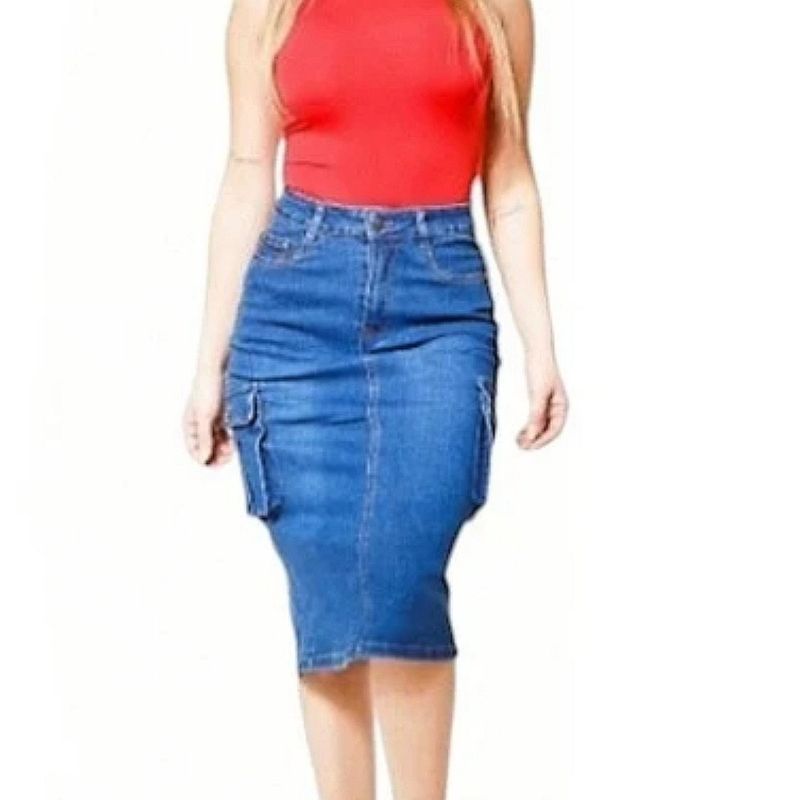GENERICO - falda jeans cargo elasticada