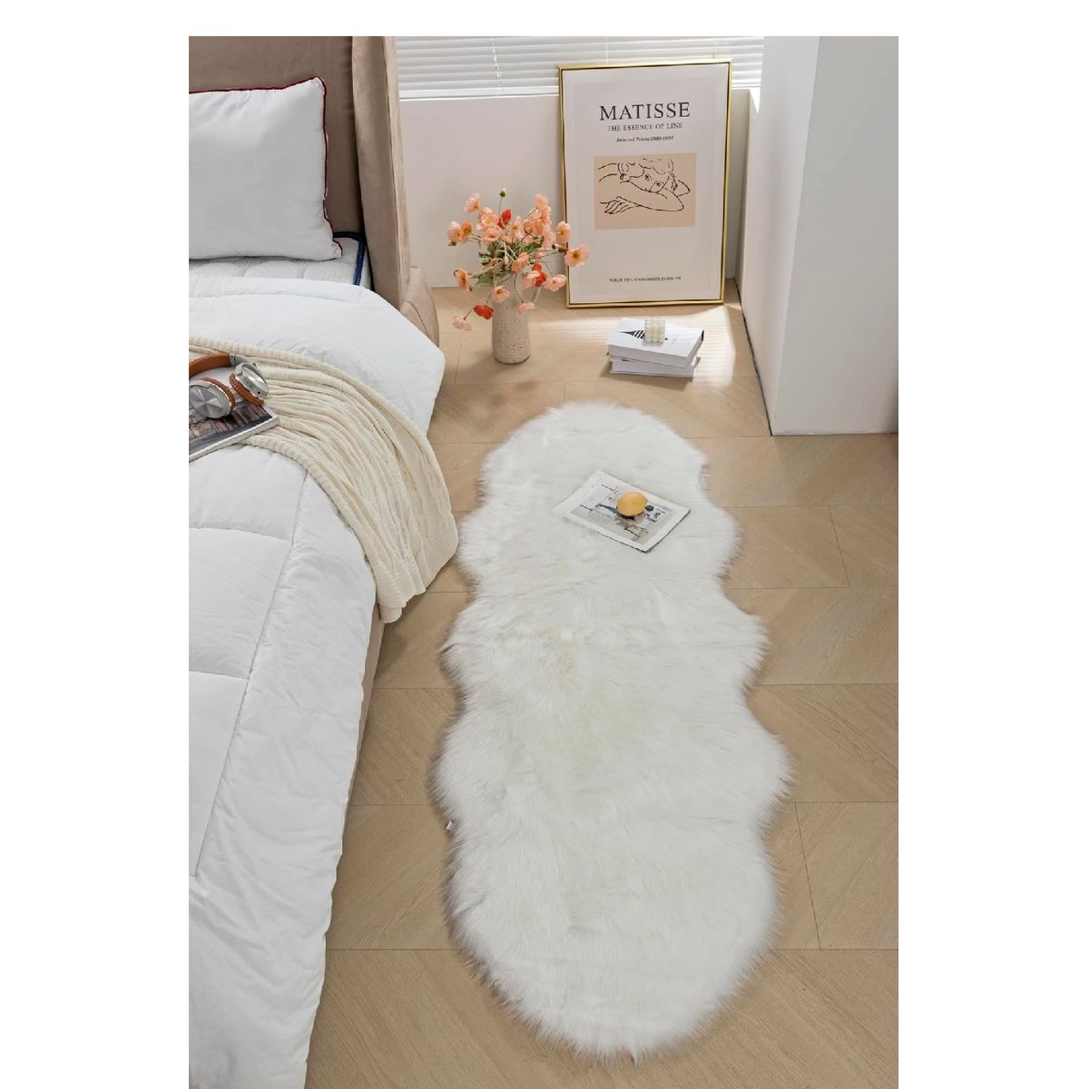 ANGELES DEL HOGAR - Alfombras Pasilleras de Felpa 140cm x 60cm Blanco