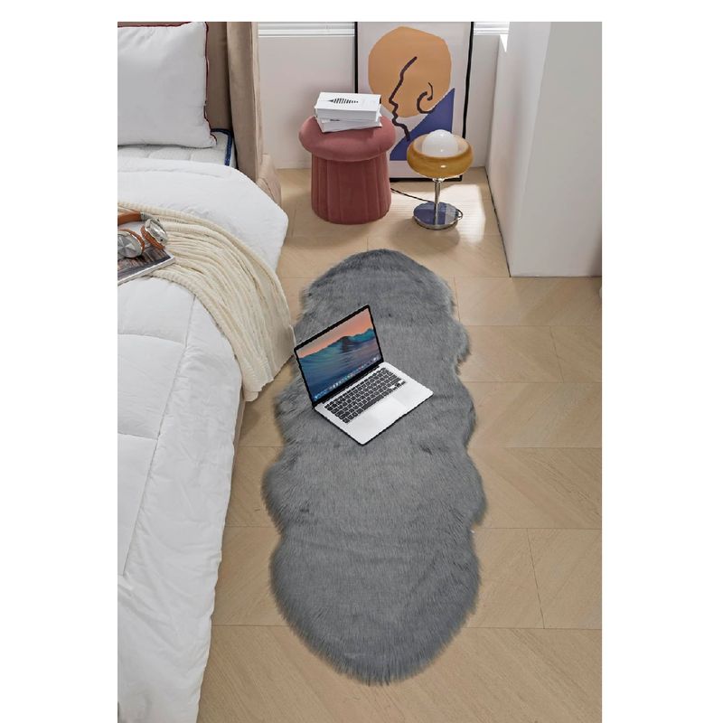 ANGELES DEL HOGAR - Alfombras Pasilleras de Felpa 180cm x 60cm Gris