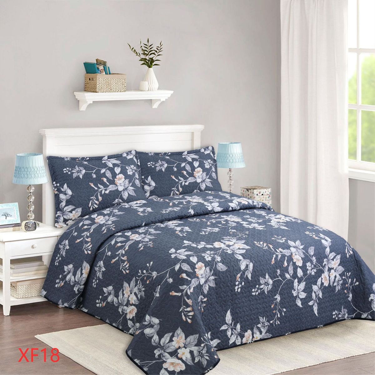 ANGELES DEL HOGAR - Cubrecama De verano 2 Plazas Diseño Flores