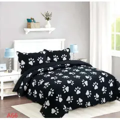 ANGELES DEL HOGAR - Cubrecama De verano Plaza y media Negro Huellas Perrito