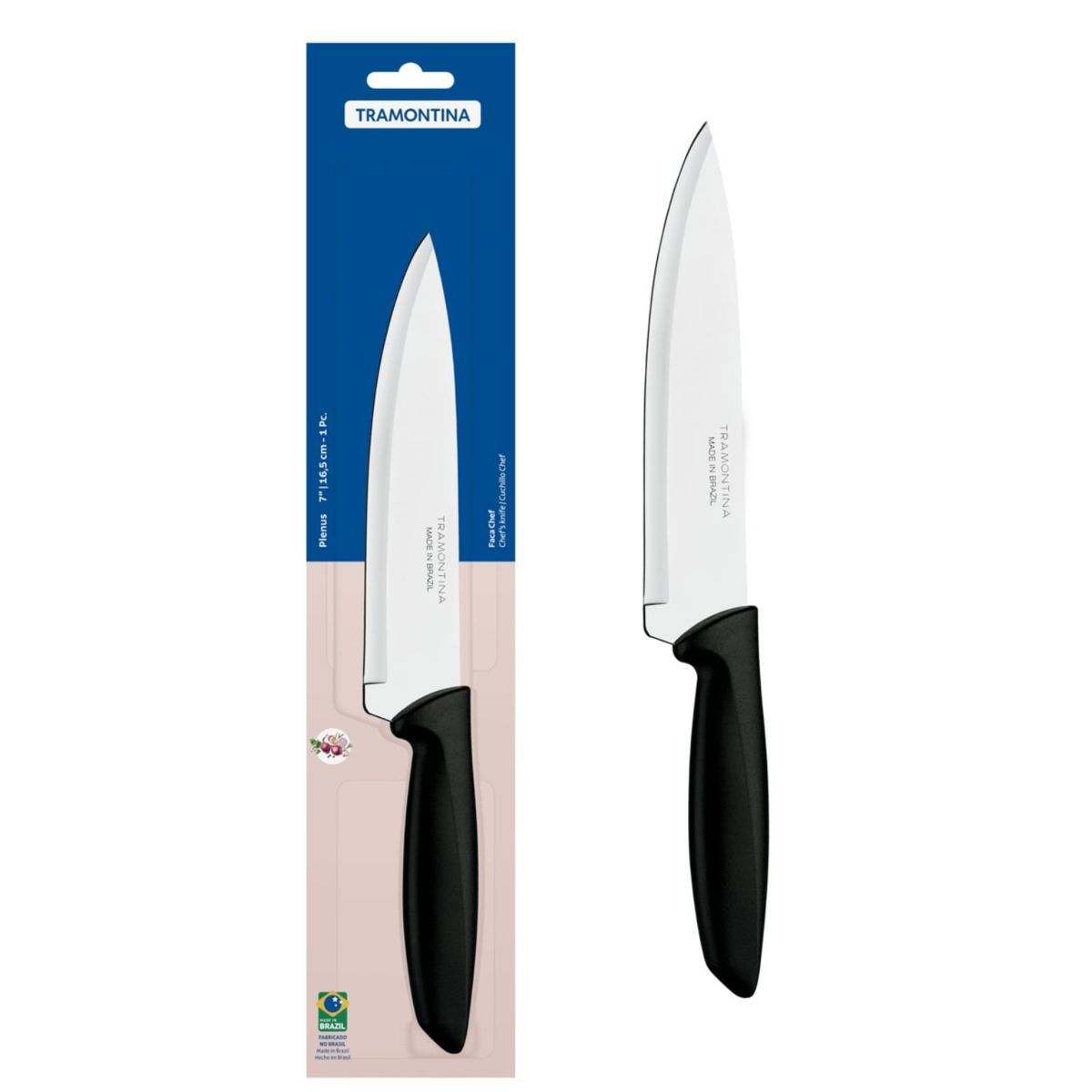 TRAMONTINA - Cuchillo Chef 7 Pulgadas Acero Inoxidable Plenus Negro