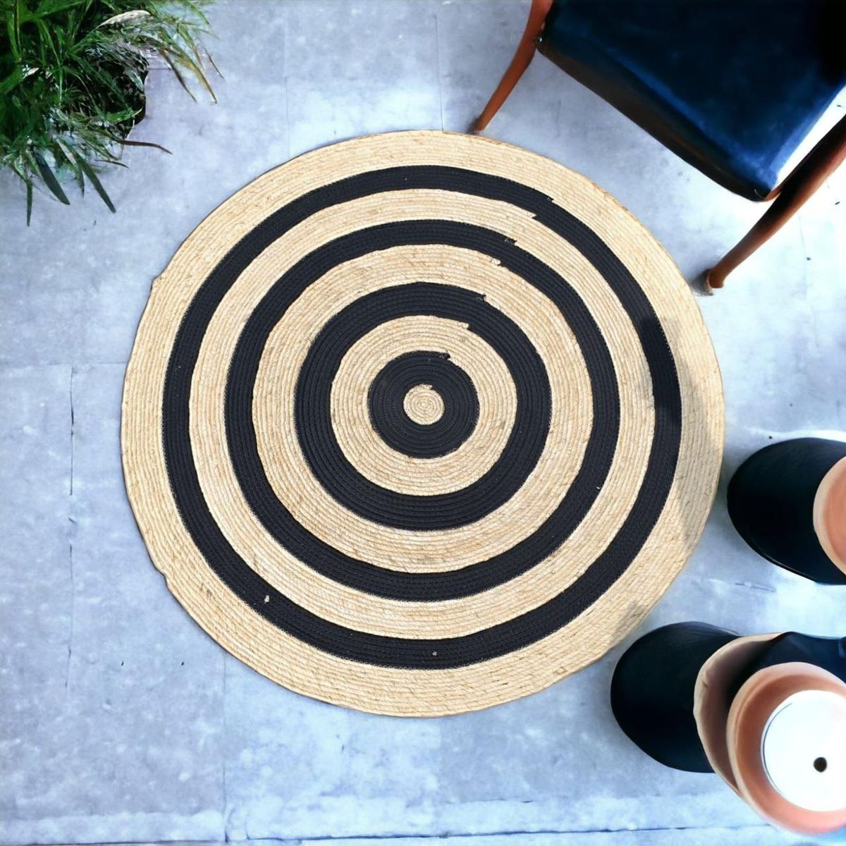 ANGELES DEL HOGAR - Alfombras de Yute Redondas 120 cm
