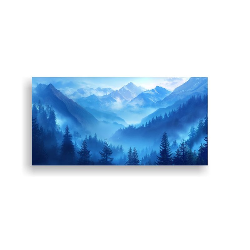 GENERICO - Cuadro Paisaje Montaña Tonos Azules Naturales 160x80cm