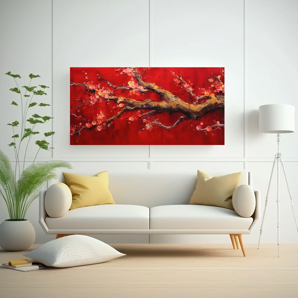 GENERICO - Pinturas Florales En Fondo De Resina Carmesí Para 160x80cm