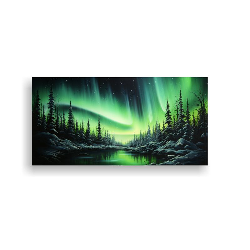 GENERICO - Cuadro Impreso Abstracción Aurora Boreal En Color 160x80cm