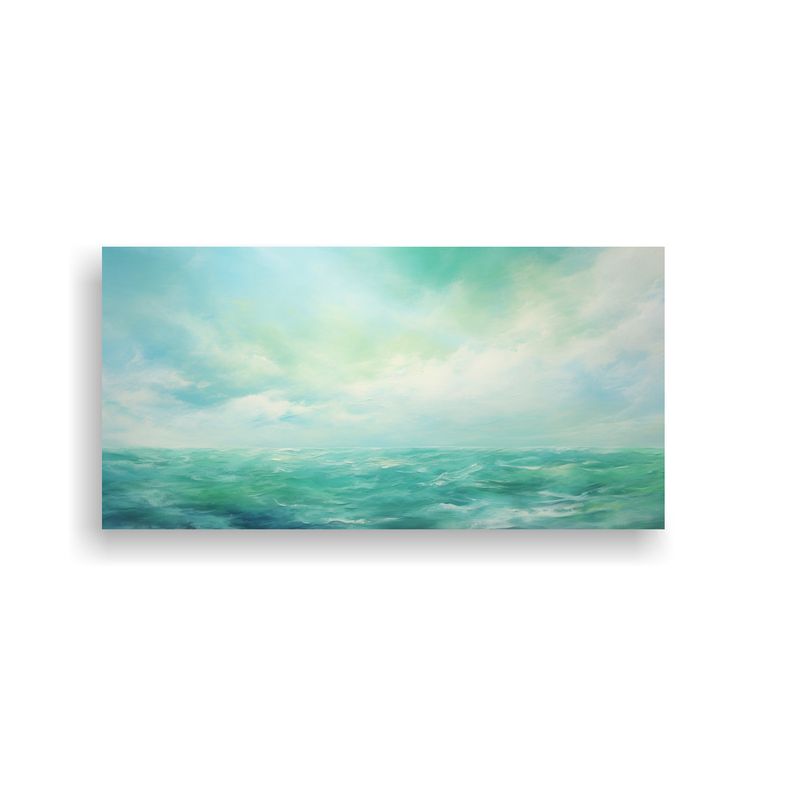 GENERICO - Pintura Abstracta A Sky And Sea Con Colores Verdes 160x80cm