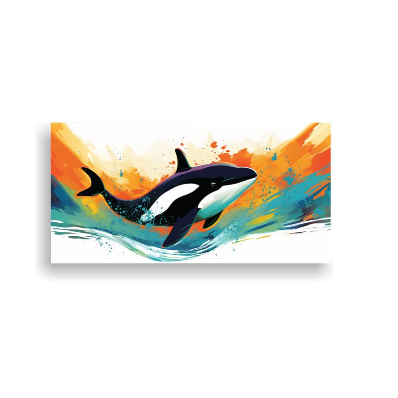 GENERICO - Cuadro Tela Orca En Colores Esmeralda Y Naranja Es 160x80cm