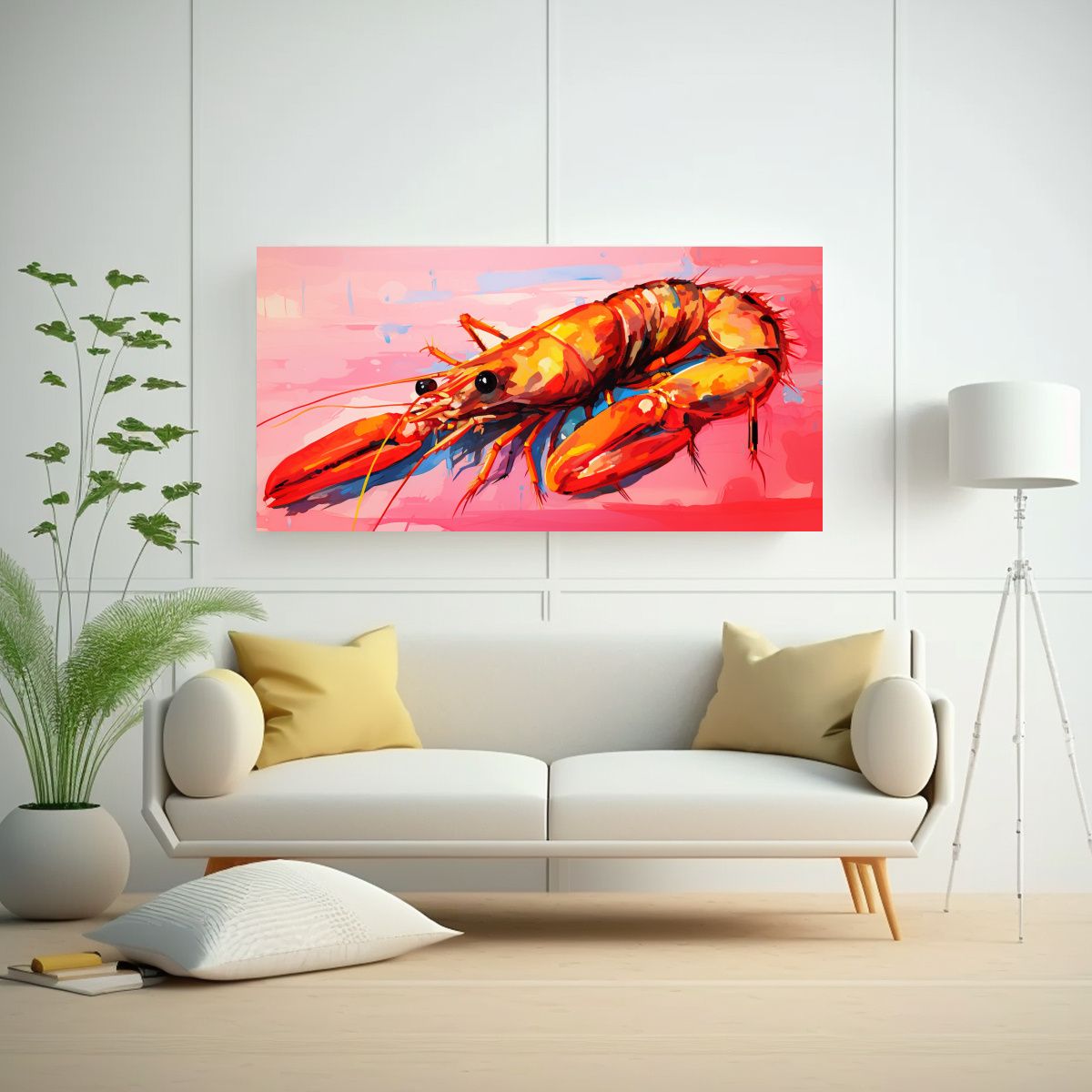 GENERICO - Pintura Decorativa Innovadora De Camarón En Tonos 160x80cm