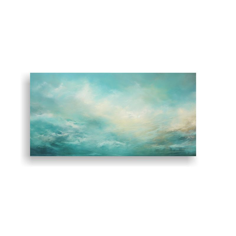 GENERICO - Cuadro Abstracto Simetría Mar Y Cielo En Turquesa 160x80cm