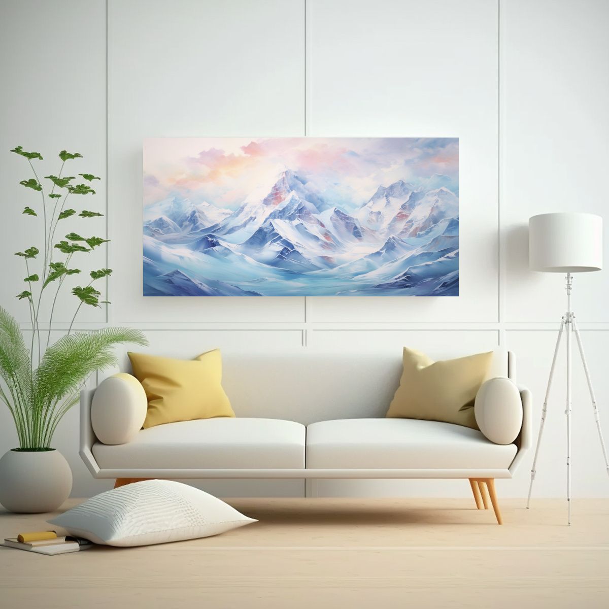 GENERICO - Pintura Abstracta De Montañas Nevadas Con Colores 160x80cm