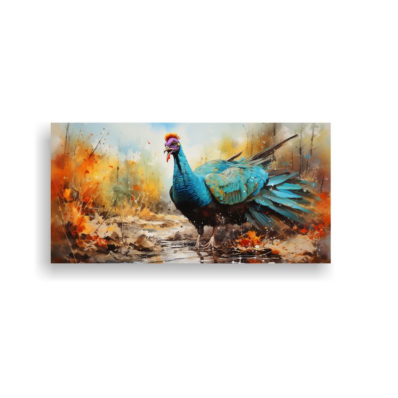 GENERICO - Obra Maestra Pavo En Acuarela Estilo Colorido 160x80cm