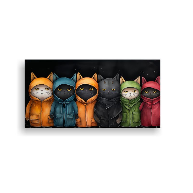 GENERICO - Pintura Mural Con Patrón De Gatos Vestidos Con Su 160x80cm