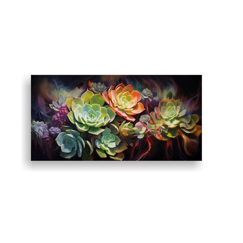 GENERICO - Cuadro Abstracto Clásico De Plantas Suculentas En 160x80cm