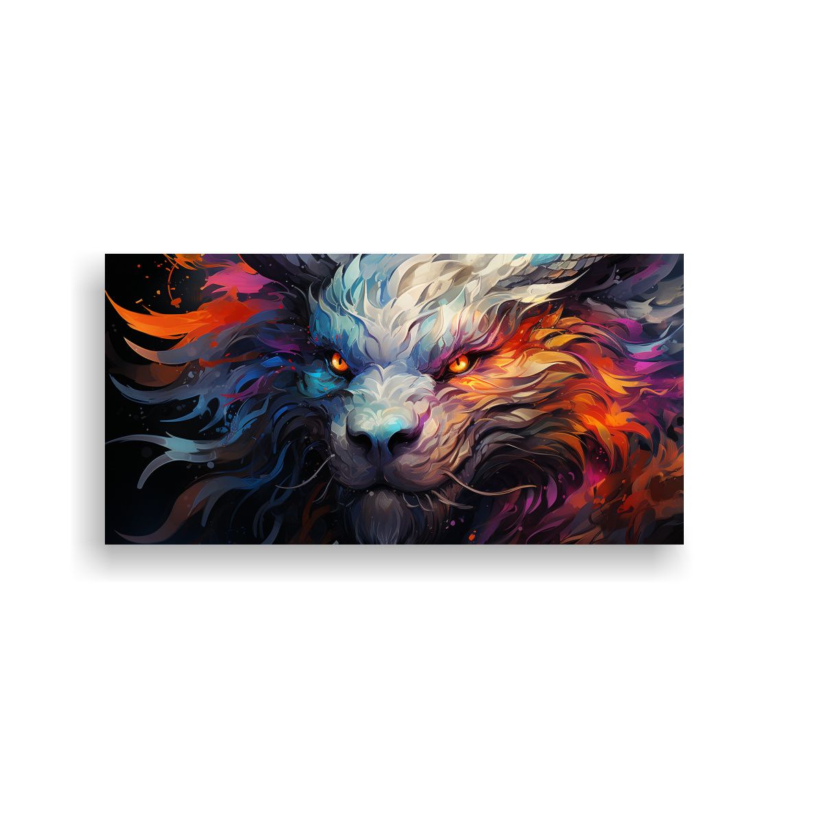 GENERICO - Cuadro De Tela Vintage Neonoir Con Dragón En Colo 160x80cm