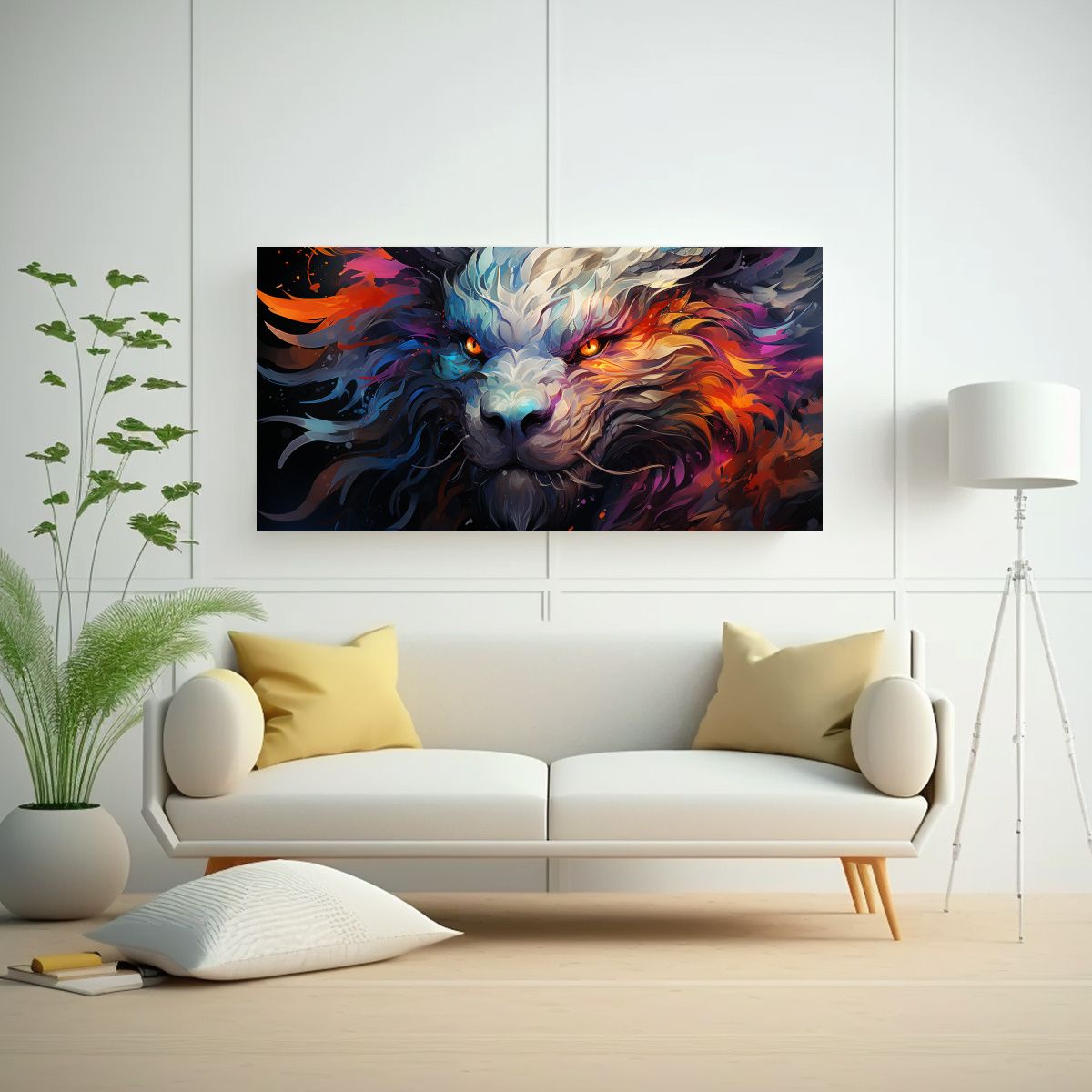 GENERICO - Cuadro De Tela Vintage Neonoir Con Dragón En Colo 160x80cm