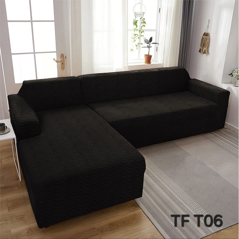 ANGELES DEL HOGAR - Fundas De Sofa Sillon Texturizado en L Negro