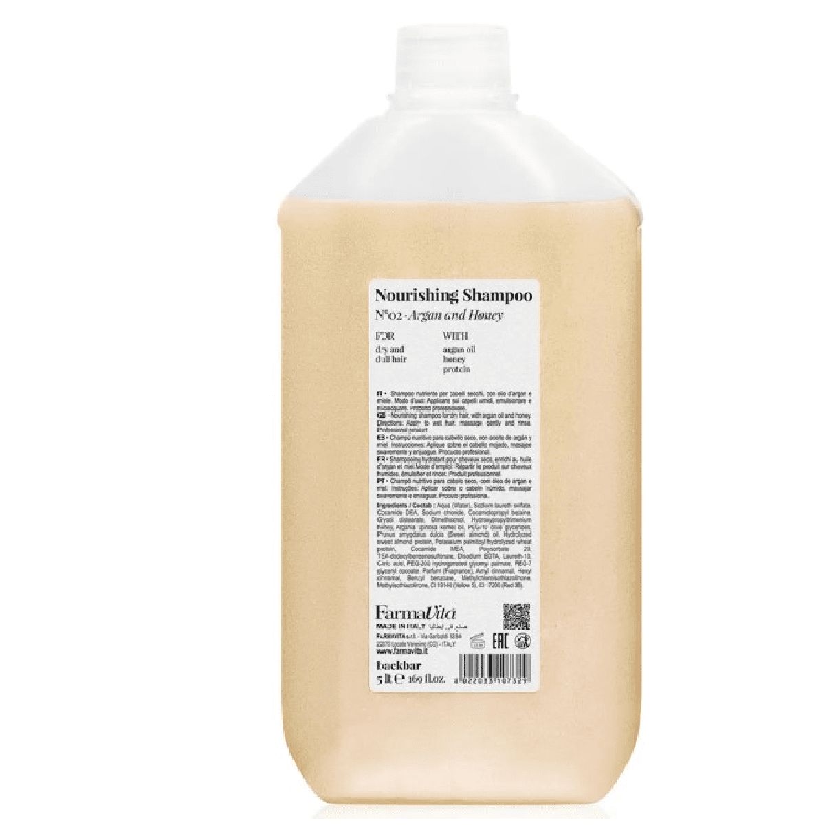 FARMAVITA - Cuidado Profesional con Argán y Miel - Shampoo Nourishing 5000 ml.-