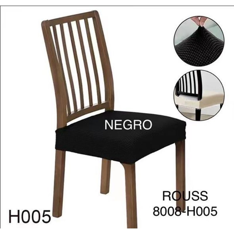 ANGELES DEL HOGAR - Cubre asientos comedor pack 6 unidades Texturizados Negro